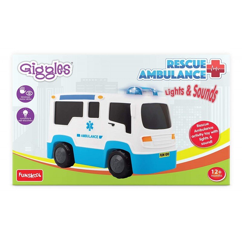 Giggles Rescue Ambulance - Activity Toy Vehicle with Lights & Sounds, Free Wheels Movement