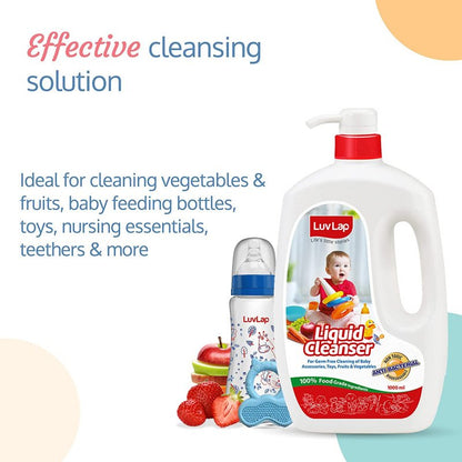 LUVLAP BABY BOTTLES, ACCESSORIES AND VEGETABLE LIQUID CLEANSER 1000 ML