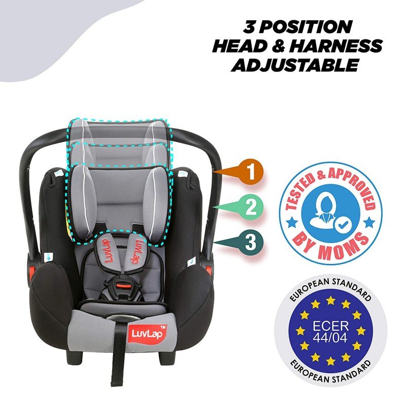 LUVLAP 4 IN 1 BABY CARRY COT CUM CAR SEAT, ROCKER, CHAIR, 0 MONTH+, CARRYING CAPACITY 13KG, 5 POINT SAFETY BLACK