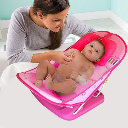 LUVLAP OCEAN BABY BATHER FOR NEWBORN 0 MONTH TO 1 YEAR BABY BATH SEAT (PINK)