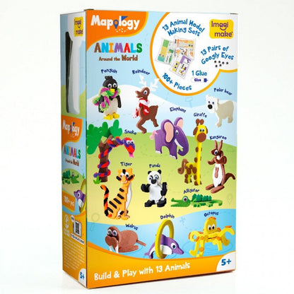 ANIMALS AROUND THE WORLD MAKE 13 ANIMALS 3D INCLUDE 100+ PCS EDUCATIONAL TOY AND 3D PUZZLE FOR 5 YEAR BOYS AND GIRLS