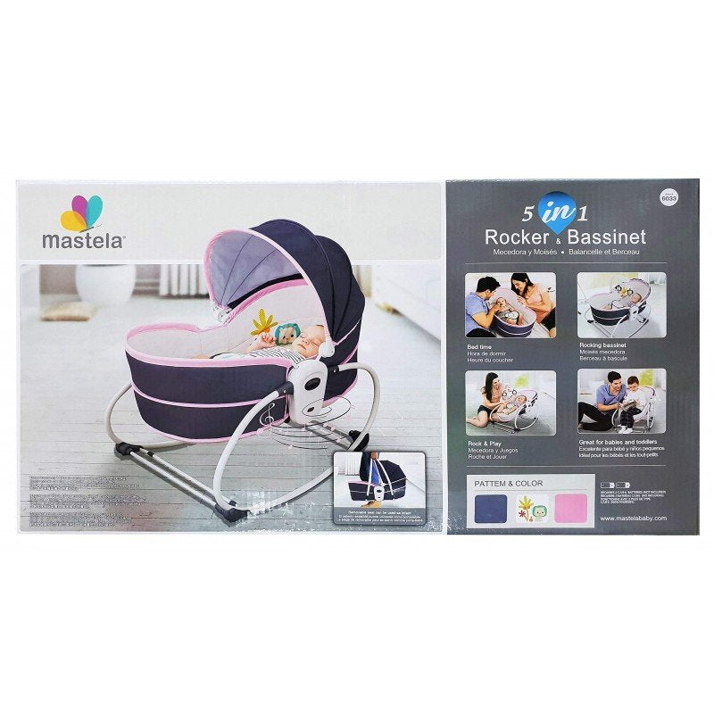 Mastela 5-in-1 Baby Bassinet Rocker - Bounce Chair with Removable Bassinet for 0-4 Years, Max Weight 18kg