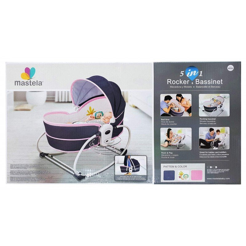 Mastela 5-in-1 Baby Bassinet Rocker - Bounce Chair with Removable Bassinet 6033 for 0-4 Years, Max Weight 18kg