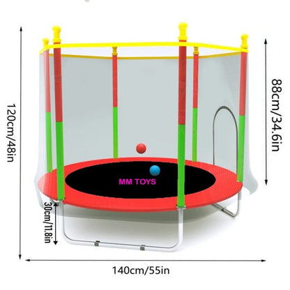 MM TOYS 55 Inch Trampoline with Safety Net U-Shape Legs for Kids Adults Indoor Outdoor Trampoline Powerful Loading Capacity 120KG Stainless