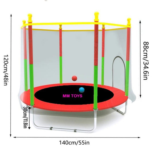 MM TOYS 55 INCH TRAMPOLINE JUMPING BED WITH SAFETY WALL AND U SHAPE LEGS - 120 KG WEIGHT CAPACITY