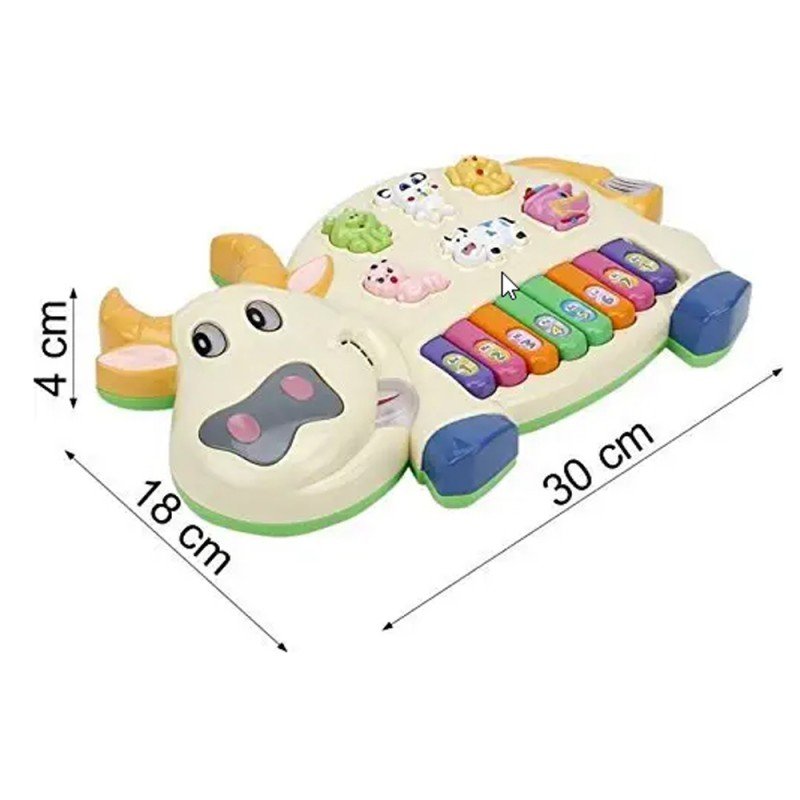 MM TOYS COW PIANO MUSICAL TOY WITH MULTIPLE ANIMALS SOUNDS ,FLASHING LIGHTS FOR KIDS 1-3 YEAR OLD KIDS -MULTI COLOR