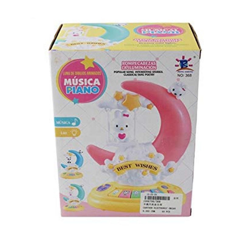 MM TOYS ELECTRONIC ORGAN CARTOON MOON RABBIT MUSICAL TOY PIANO FOR KIDS - MULTICOLOR