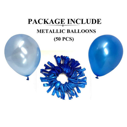 MM TOYS Blue Metallic Balloons Pack Of 50 Pcs For Party Decoration/ Anniversary / Birthday