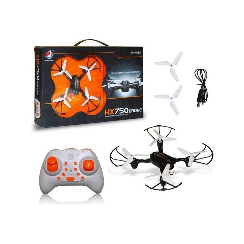 MM Toys HX 750 Drone Quadcopter 360-degree rotation, easy-to-use controls, Starter Size for Kids - Black
