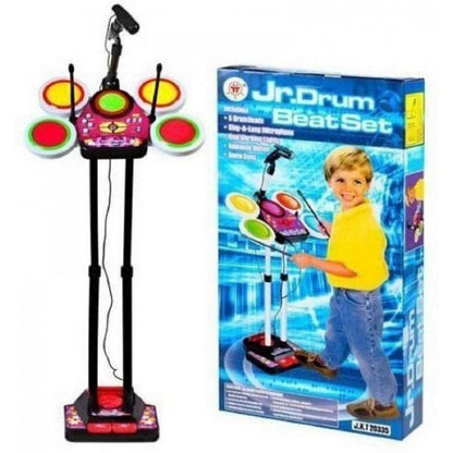 MM TOYS JR. DRUM BEAT SET 20335 WITH MICROPHONE AND PEDAL MECHANISM For 5+ Year Kids