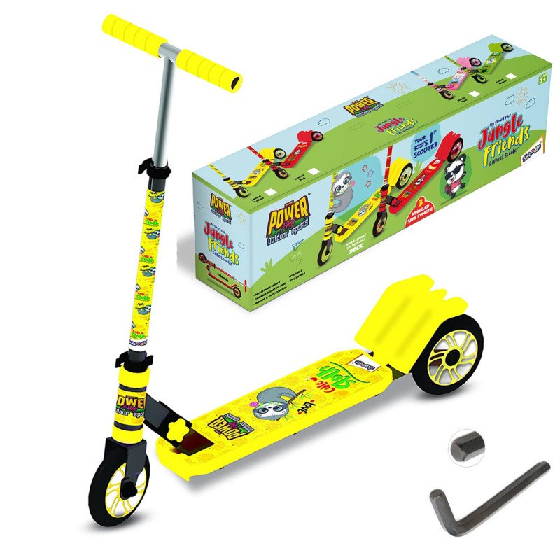 MM TOYS JUNGLE FRIENDS POWER PLAY HEAVY DUTY 3 WHEELS KICK SCOOTER FOR KIDS , HEIGHT ADJUSTMENTS, WIDE GRIP HANDLE , NEW FOLDING