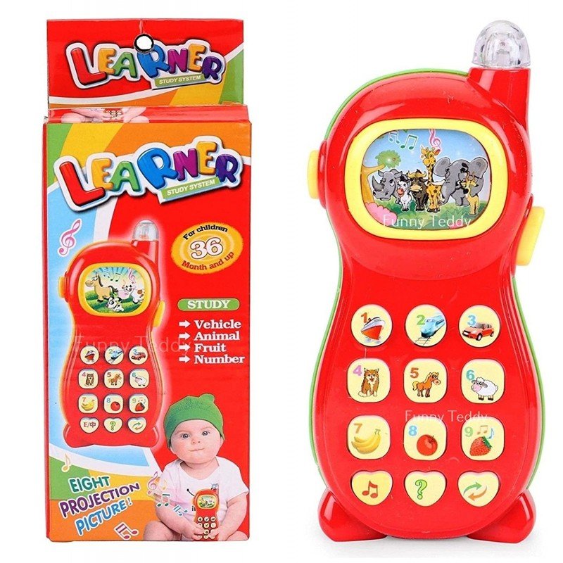 MM TOYS Learning & Projector Toy Phone - 8 Projections, Sounds, Music, Light -Educational Fun for Ages 1-4