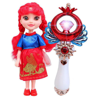 MM TOYS PRINCESS DOLL WITH MUSICAL MAGIC WAND MULTICOLOR - HEIGHT 18 CM (COLOR MAY VARY)