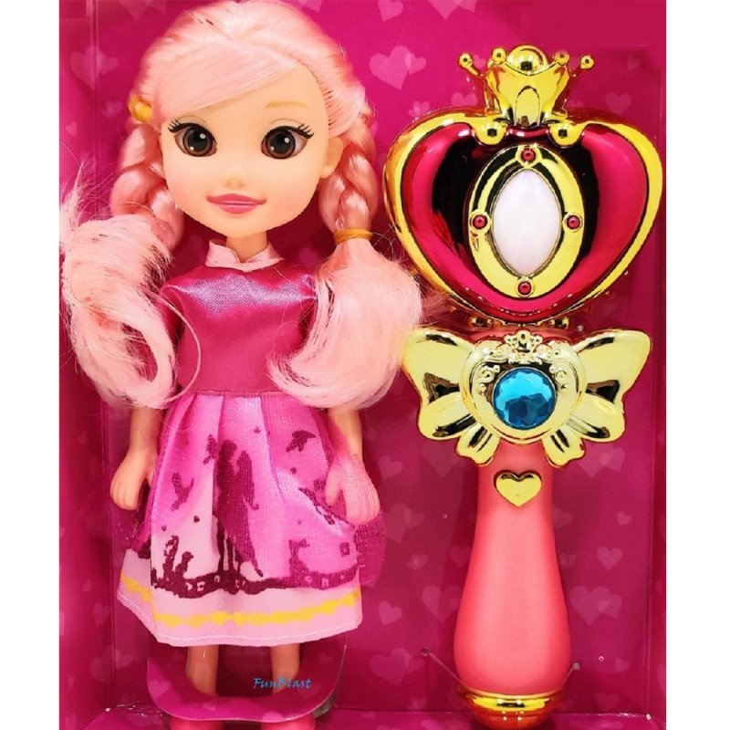 MM TOYS PRINCESS DOLL WITH MUSICAL MAGIC WAND MULTICOLOR - HEIGHT 18 CM (COLOR MAY VARY)