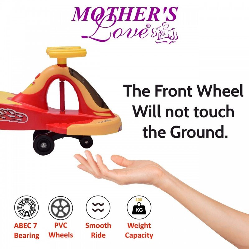 Mother's Love Magic Twister Swing Car With Music & Light, Ages 2-5, No Pedals, Fun Indoor/Outdoor Ride, Color May Vary