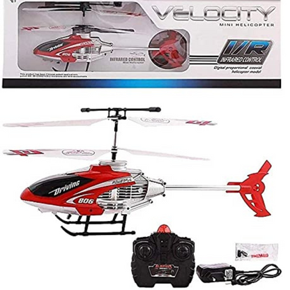 MM TOYS Velocity Remote Control Helicopter, Battery Operated, Infra-red Sensor, Unbreakable Blades, Light & Sound, 8+ Kids, Multicolor