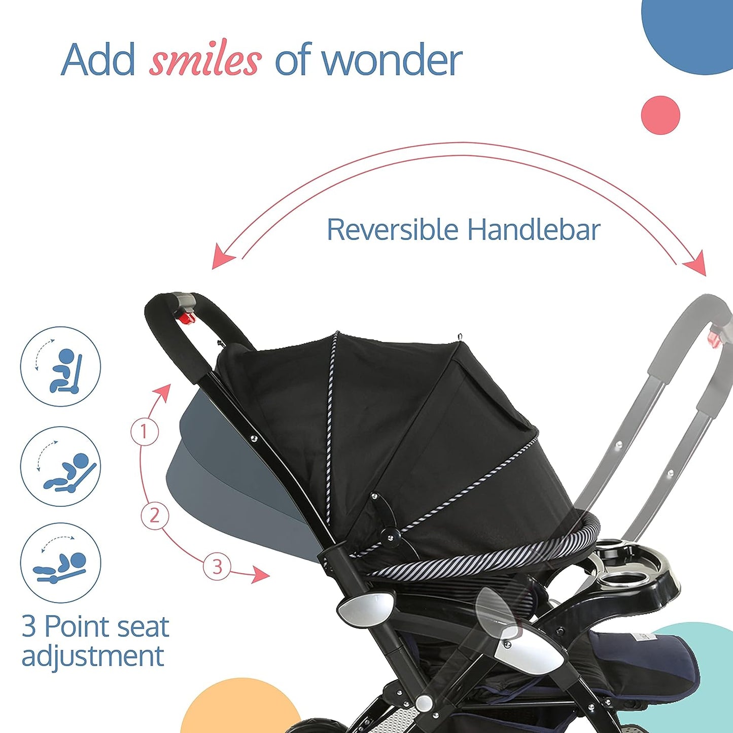 LuvLap StrollStar Galaxy Baby Stroller: 5-Point Safety, Multi-Recline Seat, Easy Fold, Lightweight for 0-3 Years-18257 Blue