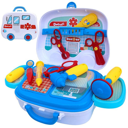 PRETEND TO PLAY TOY DOCTOR SET WITH PORTABLE BRIEFCASE (STETHOSCOPE INCLUDED) DOCTOR PLAY SET FOR TODDLER BOYS GIRLS (BLUE)