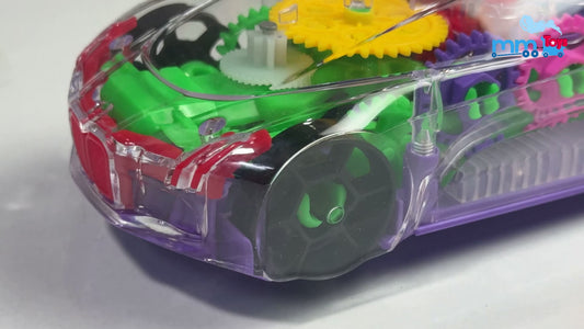 MM TOYS Transparent Multifunctional Concept Racing Car Toy with Colorful Lighting, 360 Rotation For 1 Year to 4 Year Kids Yj388-48